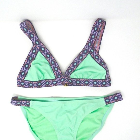 BANDAGE AZTEC PRINT MINT & PURPLE BIKINI - Picture 6 of 6